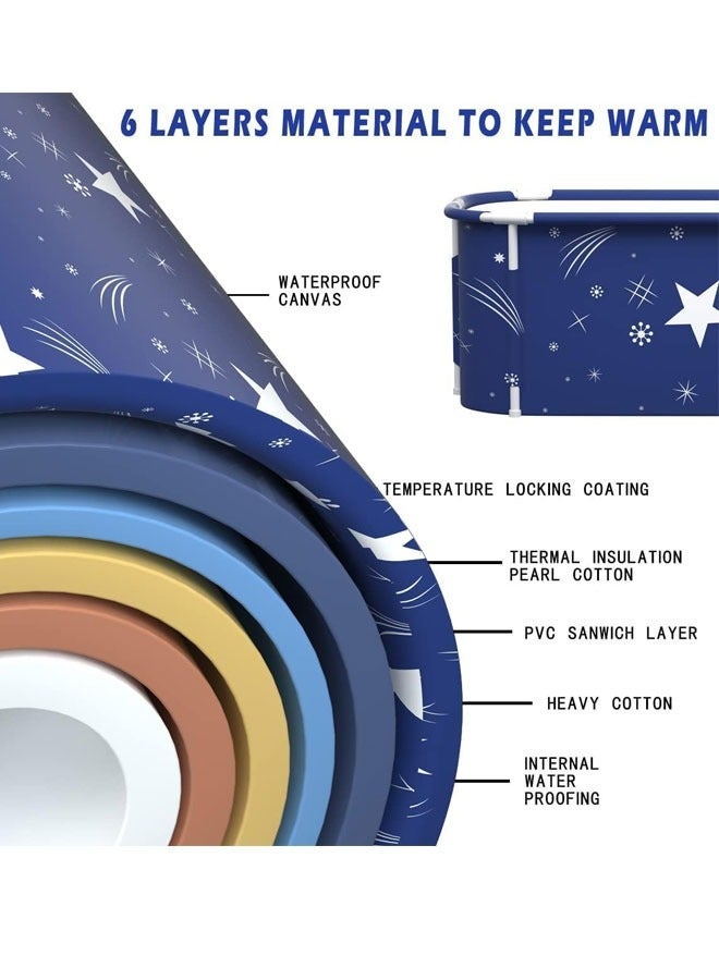 Extra Large Foldable Bathtub Freestanding Soaking Bathing Tub for Adult Bathroom Folding SPA Tub for Shower Stall, Separate Family Bathroom SPA Tub for Hot Ice Bath (B-120cm/47inch) - Image 4